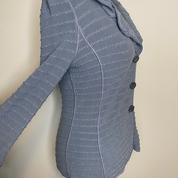 Armani Collezioni Blue Fitted Button down Sweater - Picture 3 of 7